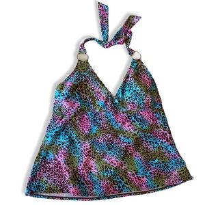 Torrid Leopard Cheetah Swim Top Halter Tankini